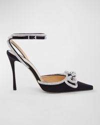 Strass Bow Double Ankle-Strap Pumps