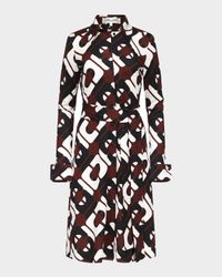 Diane Belted Geometric-Print Shirtdress