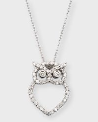 18k White Gold Diamond Owl Necklace