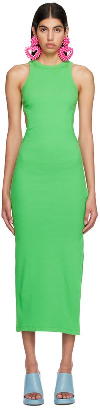 MSGM Green Cutout Midi Dress