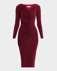 Waleska Ruched Shimmer Midi Sheath Dress