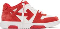 Off-White Red & White Out Of Office Suede Sneakers