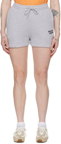 Maison Kitsuné Gray Handwriting Shorts