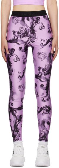 Versace Jeans Couture Legging mauve à image à logo imprimée