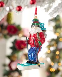 Skiing Santa Christmas Ornament
