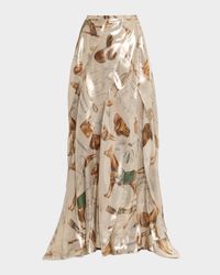 Patricia Equestrian-Print Lamé Maxi Skirt