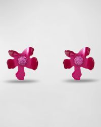 Crystal Lily Button Earrings, Raspberry