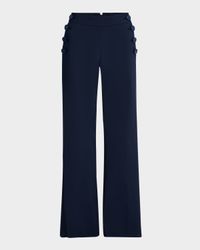 Cotton-Stretch Flare Sailor Pants With Tie Back