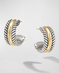 Cable Collectibles Huggie Earrings in Silver with 14K Gold, 15.6mm, 0.3"L