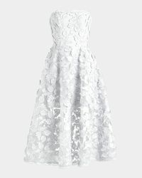 Florence Strapless Lace Applique Midi Dress