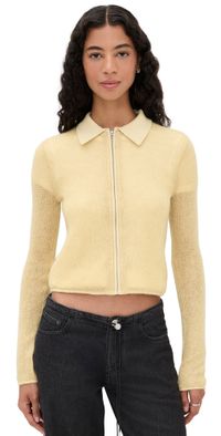 rag & bone Leva Long Sleeve Zip Sweater Butter L