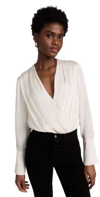 Favorite Daughter The Date Blouse Thong Bodysuit Ivory XL