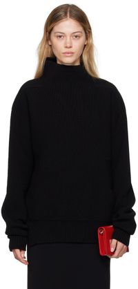 Rick Owens Col roulé de style tabard noir en tricot côtelé - Porterville