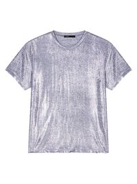Women's Lamé T-Shirt - Silver - Size Medium