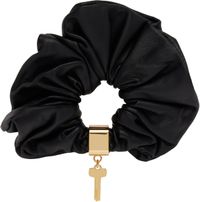 We11done Black Key Charm Leather Scrunchie