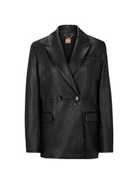 Women's Leather Jacket With Peak Lapels - Black - Size 8