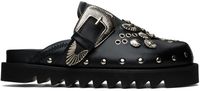 Toga Pulla SSENSE Exclusive Black Eyelet Metal Sabot Loafers