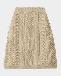 Eileen Wool-Cashmere Aran Knit Skirt