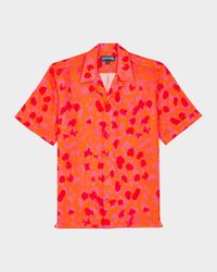 Men's New Leopard Linen Camp Shirt