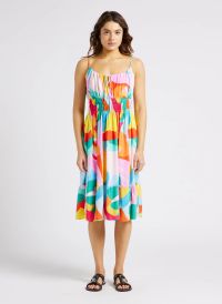 Yas - Robe mi-longue encolure ronde - Taille L - Multicolore