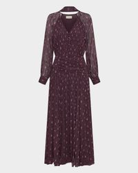 Draya Ruched Tie-Neck Viscose Maxi Dress