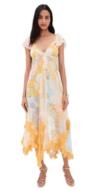 Free People Bali Aurora Midi Dress Soft Combo M