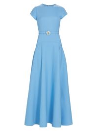 Women's Floral Belt Maxi Dress - Powder Blue - Size 16