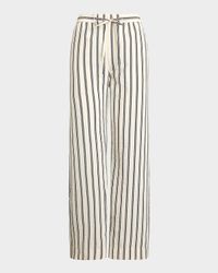 Striped Silk-Blend Wide-Leg Pant