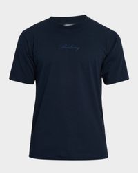 Men's Check Cursive Logo Cotton T-Shirt