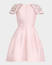 Embroidered-Shoulder Fit-&-Flare Dress