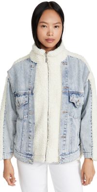BLANKNYC Bear Hug Denim Sherpa Jacket Bear Hug S