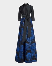 Taffeta & Organza Jacquard Shirt Gown