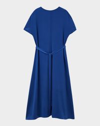 Split-Sleeve Silk Maxi Dress