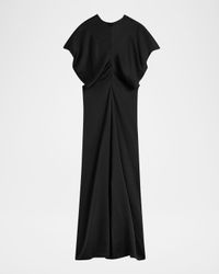 Slouch Waist Short-Sleeve Ankle Dress