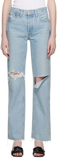 Re/Done Blue 90s High Rise Loose Jeans