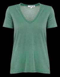 Please - T-shirt Col V en fibres métallisées - Taille M - Vert