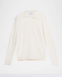 Men's Wool Chevron-Knit Johnny Collar Polo Sweater