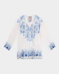 Margot Floral-Embroidered Georgette Blouse