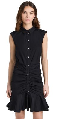 Veronica Beard Ruched Shirtdress Black 0