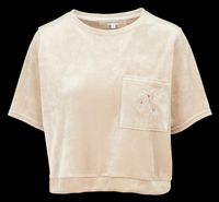 Banana Moon - Top droit col rond en velours - Taille L - Beige