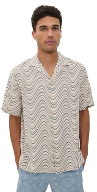 Frescobol Carioca Roberto Linen Shirt Coastal Blue L