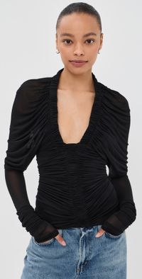 Christopher Esber Orion Long Sleeve Plunge Top Black 12