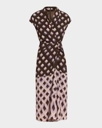 Dilian Abstract-Print Draped Midi Dress
