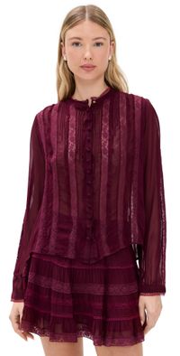 LoveShackFancy Alvynne Top Oxblood L