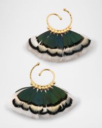 Buzios Mini Feather Fan Hoop Earrings