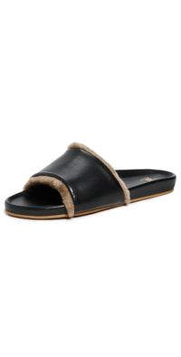 beek Gallito Shearling Sandals Black/Bronze 6