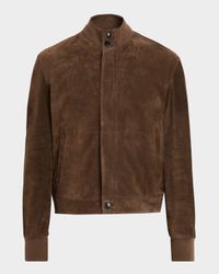 Men's Suede Hidden-Zip Bomber Jacket