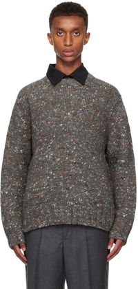 Róhe Pull décontracté gris en tricot de fil mouliné à col ras du cou