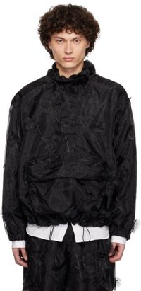 Simone Rocha Black Carnation Organza Cagoule Jacket