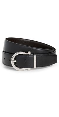 FERRAGAMO Single Gancini Reversible Belt Black/Hickory 42